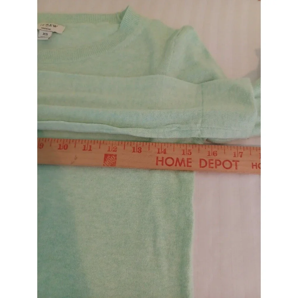J. Crew mint green cotton Teddie sweater womens XS lightweight minimalist pastel